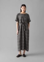 Etched Check Linen Dress | Slate