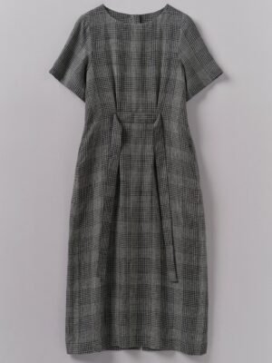 Etched Check Linen Dress | Slate