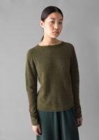 Wool Cashmere Neat Sweater | Olive