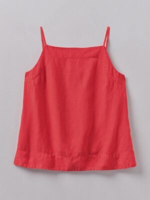 Square Neck Garment Dyed Linen Tank | Poppy Red