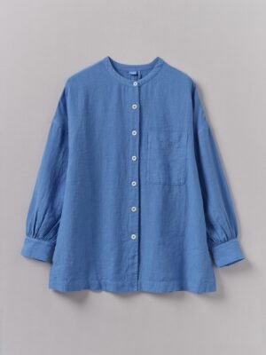 Garment Dyed Linen Oversized Shirt | Blue Violane