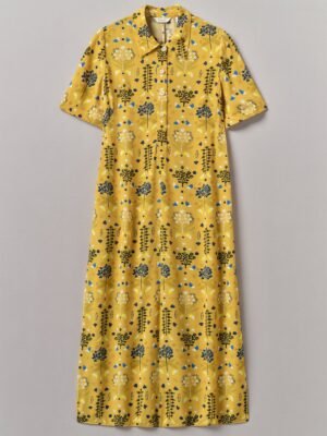 Collector Print Fluid Shirt Dress | Golden Ochre