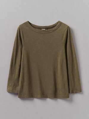 Lia Garment Dyed Boat Neck Tee | Olive