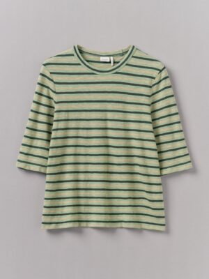 Cleo Stripe Cotton Half Sleeve Tee | Sage