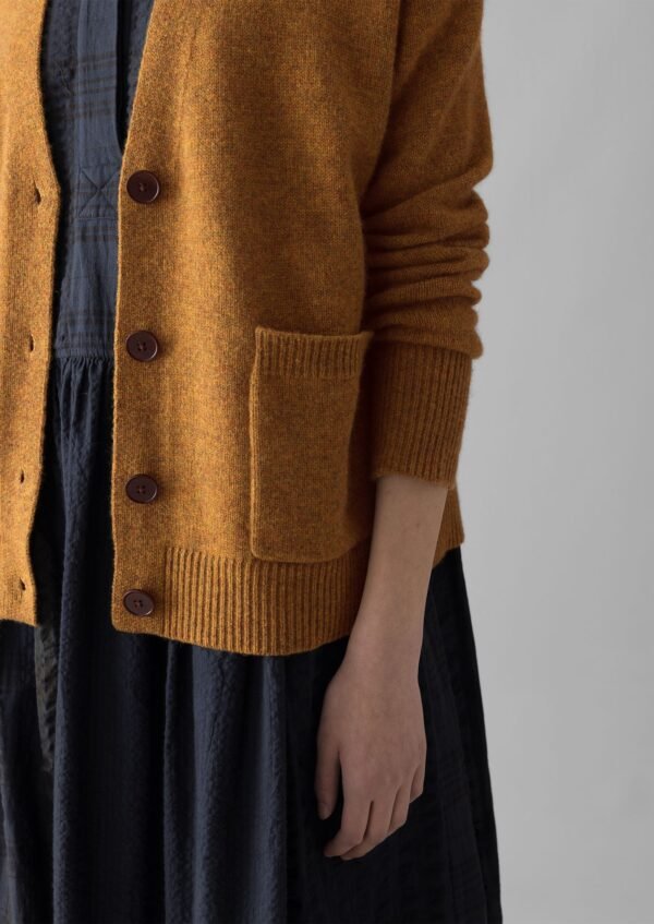 Wool Cashmere Boxy Cardigan | Turmeric