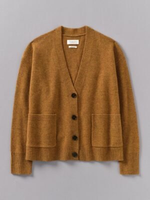 Wool Cashmere Boxy Cardigan | Turmeric