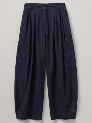 Indigo Cotton Twill Wide Leg Pants | Indigo