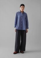 Cotton Wool Pleat Front Pants | Carbon