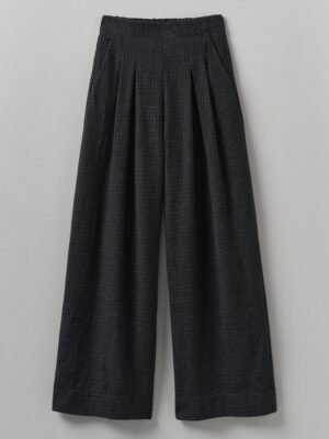 Cotton Wool Pleat Front Pants | Carbon