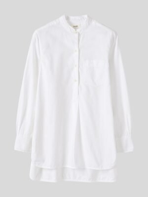 Taro Cotton Oxford Long Shirt | White