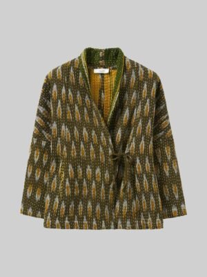 Repurposed Ikat Kantha Jacket | Greens